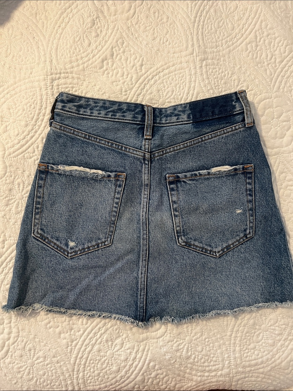 Abercrombie Natural Rise Distressed Denim Mini Skirt - Blue - Picture 3 of 3